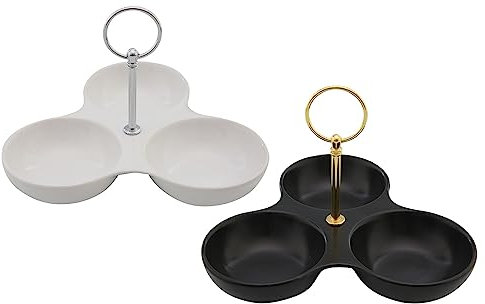 Northam Snackschale mit Griff Knabberschale Deko Teller Servier Dip Schale (Schwarz)