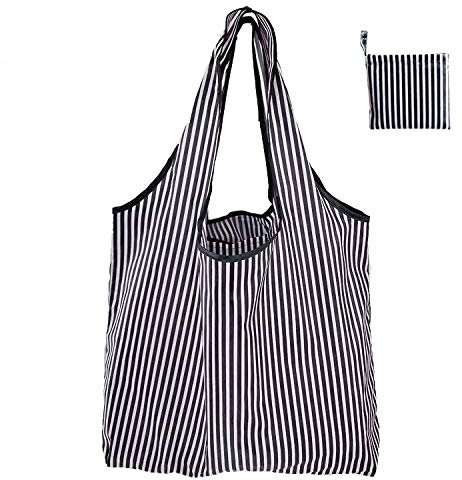 Extra Large Reusable Foldable Ladies Shopping Bag Eco Tote Handbag Fold Away Shopper Bag UK (Classic Stripes)