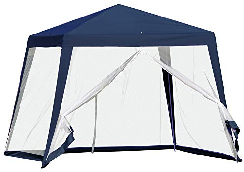 Outsunny Gartenpavillon Wetterfest mit Moskitonetz 3 x 3 m Blau | Pavillon, Festzelt, Partyzelt, Zelt, Metall + Polyester