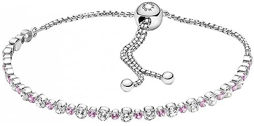 PANDORA Armband Funkelnde rosa Steine Silber 599377C02 25 mm