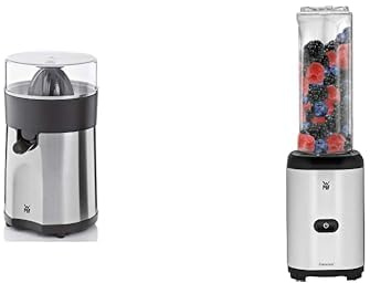 WMF Stelio Saftpresse elektrisch, Zitruspresse, Orangenpresse, 85 Watt, 2 Presskegel & Kult X Mix & Go Mini Smoothie Maker, Standmixer, Blender elektrisch, Shake Mixer 300 Watt