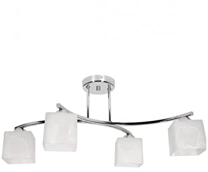 Light-Home Canis Deckenbeleuchtung Lampen Deckenlampen - Deckenlampe Industrial für Wohnzimmer Schlafzimmer und Esszimmer - Pendelleuchte Glas mit Metall 4-Flammig - Chrom