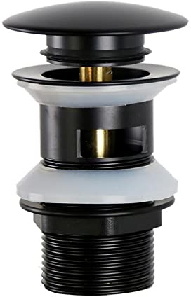 Hsthe Sea Universal Pop-Up Drain Fitting Without Overflow, Pop Up Click Clack Sprung Plug Slotted, Matt Black Without Overflow, for Sink and Washbasin