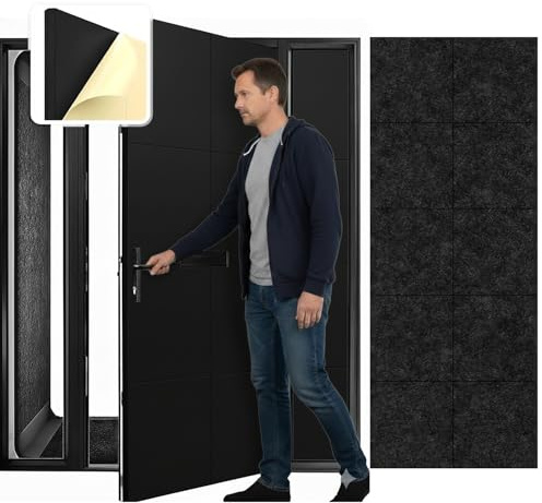 Arrowzooom 20 Black Self-Adhesive Door Kit PRO Polyester Foam Panels Peel and Stick Music Recording Studio Soundproof Noise Reduction -40db Thick Acoustic Treatment Fire Retardant 12x12x0.78in 1244