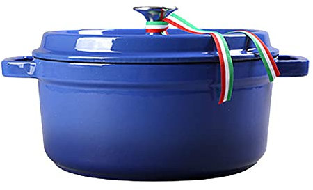 Cocotte Evolution De Hierro Fundido con Tapa, Ø 20/24 Cm, Redonda, Todas Las Fuentes De Calor Incl Inducción, Cazuela con Asas para Cocinar Horno Plancha Blue 22cm
