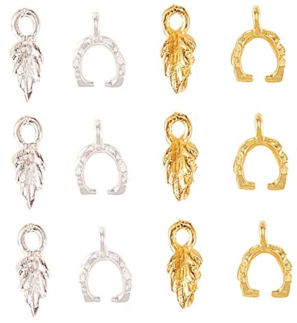 Airssory 200 Pezzi 2 Colori Punteruoli per Ghiaccio Pinch Bails Gancio Clip Bail Fermaglio Ciondolo Charm Perla Pendente Connettore per Pendenti Collana Gioielli Fai da Te Creazione Artigianale