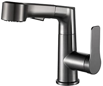 Klobvtt Grifo Monomando para Lavabo de Cocina, Lavabo de baño, Grifo Monomando extraíble de Agua fría y Caliente con rociador de Doble función, Grifo de elevación para Lavabo de tocador