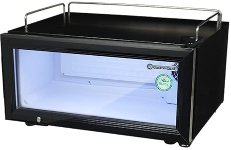 Gastro-Cool, Getränkekühlschrank, Glaskühlschrank, flach, für den Impulskauf, schwarz-weiß, GCGD15