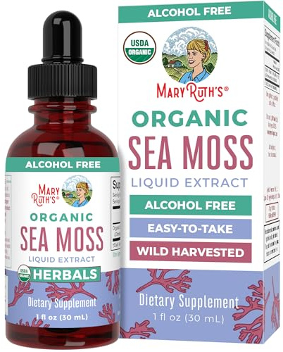 MARYRUTH'S Organic Irish Sea Moss Liquid Drops | Chondrus Crispus | Wild Harvested | Organic Irish Moss Formulated for Adults & Kids Ages 14+ | Unflavored | Sugar Free | Vegan | Non-GMO | 1 Fl Oz