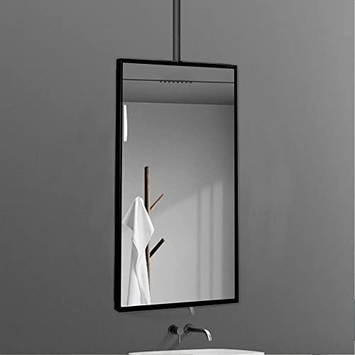 Rectangular Mirror Black Metal Frame Mirror, Ceiling Mounted Hanging Mirror, Bathroom Vanity Mirror Large Square Mirror - Customizable Mirror Boom (Size : 50cmx70cm)