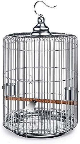 Vogelkäfig Reise Papageienkäfig, Geschenk für Vogelliebhaber Flugkäfig Metall Edelstahl runder Käfig (Mehrfarbig)