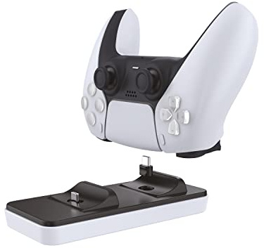 DR1TECH GamePow+ Chargeur Manette PS5 Dualsense avec Charge Rapide sans Fil - Station de Charge Double Manette PS5 avec Connecteur Amovible