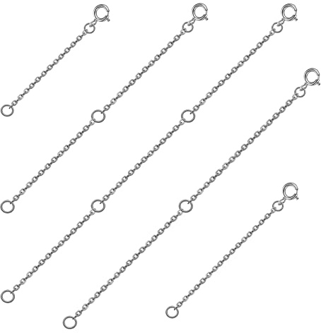 TOAOB 5pz Argento Catene di Estensioni in Acciaio Inox 5cm a 15cm | 5 Taglie, Catenella per Collane Braccialetti Fai Da Te, Creazione di Gioielli, Regolabile Estensione