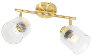 Qazqa Verstellbarer Deckenstrahler, Deckenspot - Laura - gold, max. 40W, Geeignet für LED, 56cm, 2-flammig, Ideal als Küche lampe und Wohnzimmerlampe