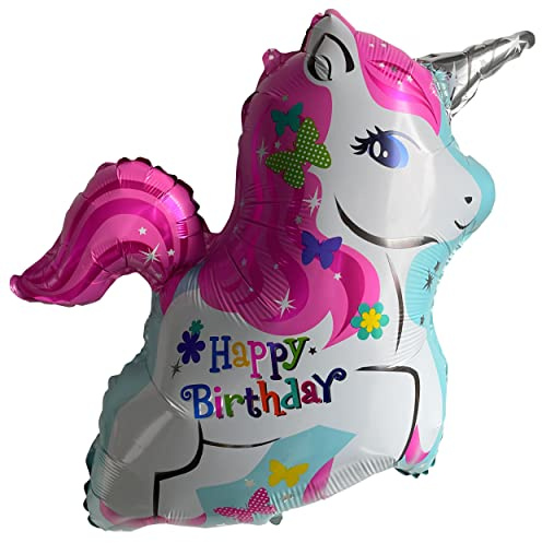Folienballon Einhorn Luftballon - Magische Dekoration für Geburtstage | XXL Einhorn Ballon 62 x 80 cm | Luftballons Geburtstag Mädchen (1 Stück)