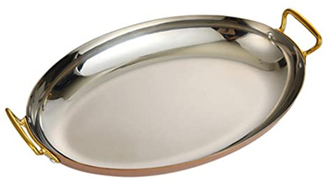 UGCER Ovale spanische Paella-Pfanne mit Zwei Griffen, Meeresfrüchte-Paella-Pfanne aus Edelstahl 304, Kochgeschirr für Zuhause, Restaurant oder Camping-Pfanne (Rose Gold,36cm)