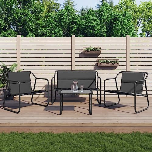 Tidyard 4-TLG. Trädgårdssoffa, trädgårdsmöbler, set, trädgårdssocka, trädgårdsloungeset med kudde, trädgårdslounge, soffa, utemöbler, möbelset, loungesoffa, set, trädgårdsset, antracitgrå, stål