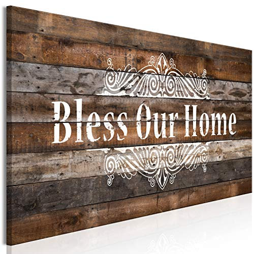 murando - Akustikbild Aufschrift Home Bilder Akustikschaum Hochleistungsschallabsorber Schallschutz Leinwand 1 tlg Wandbild Raumakustik Schalldämmung Haus Holz m-A-0959-b-a