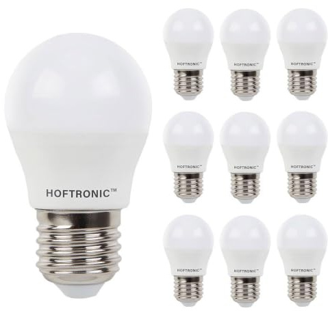 HOFTRONIC - 10x LED E27 Glühbirne - 4,8 Watt 470 Lumen - 4000K Neutralweiß - Lampen Große Fassung - Ersetzt 40 Watt - LED Leuchtmittel - G45 LED Birnen