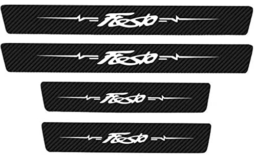 YUPACK 4 Piezas Molduras de Umbral de Puerta Coche para Fo-rd Fiesta Fusion, Pegatinas de Protector Decoración Estribos de Fibra Carbono,Fiesta