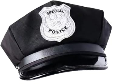 Polizeimütze Unisex-Erwachsene Polizeimütze Cap Schirmmütze Schwarz | Kostüme Karneval Halloween Cosplay Faschingskostüme Cappy Kappe Damen