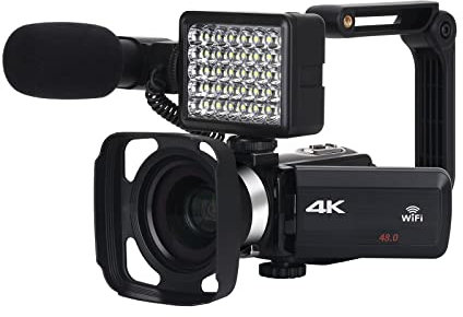 Videocamera Videocamera Full 4K Videocamere digitali professionali Streaming live Fotografia 18X Registratore Vlog Webcam Ultra HD Fotocamera digitale per vlogging ( Color : With Microphone , Size : 3