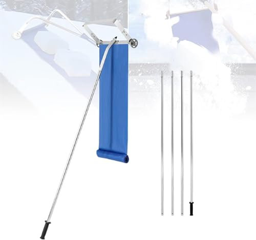 Samnuerly 21 Fuß Schnee-Dachrechen, Aluminium-Schneeschaufel-Dachrechen mit Rädern und verstellbarem Griff, Dach-Schneerechen-Werkzeug zum Räumen von Dach, Fahrzeugschnee und Blättern