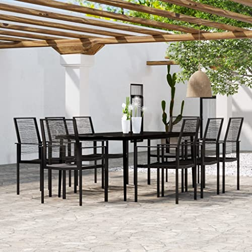 MNISDFL Gartenlounge - Tavolo da birra, 9 pezzi, colore: Nero