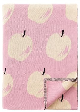United Colors of Benetton. - Coperta 140 x 190 cm, 1000 g, 100% acrilico rosa con mele gialle