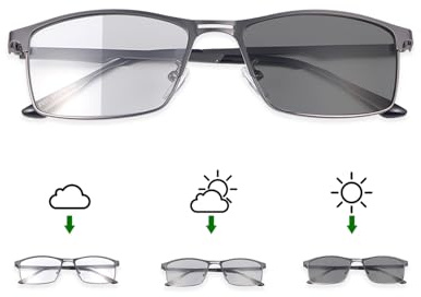 LJIMI Gafas de Lectura Bifocales Fotocromáticas Hombres Mujeres Gafas de Sol de Transición Protección UV Lectores de Sol