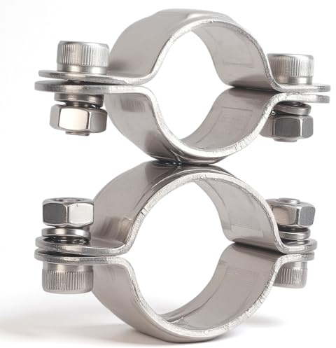 Stainless Steel 316 Swivel Clamp Heavy Duty Pipe Bracket Clamp Multi Purpose Flat Handleless Swivel Clamp 0.98 X 1.25in for Yacht Boat Marine Hardware