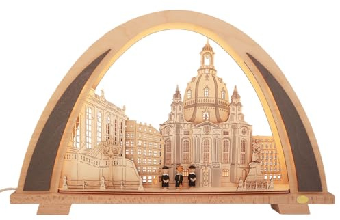 SCHENK HOLZKUNST Tietze NEW LINE Schwibbogen Dresdner Frauenkirche mit farbigen Figuren