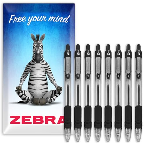 Zebra Pen Z-Grip indragbara kulspetspennor – 1,0 mm spets – paket med 8 – i kartong presentförpackning – skola, skriva, arbete, kontor (svart)