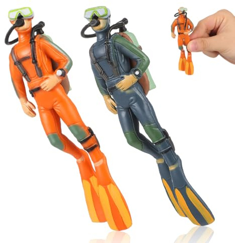 Milisten 2Er Set Taucher Figuren Spielzeug Miniatur Taucher Figur Für Aquarium Unterwasser-Explorer-Puppe Als Landschaftsverzierung Realistische PVC Deko Für Fischbecken Modellbau Und Schreibtisch