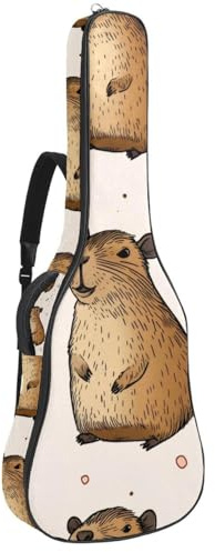 Gitarrentasche in voller Größe, 101,6 cm, 104,4 cm, 106,7 cm, Tragetasche für E-Bass, klassische Gitarre, lustiges Capybaras-Geburtstagsmuster, Mehrfarbig 04, 42.9x16.9x4.7 in, Lässiger Tagesrucksack