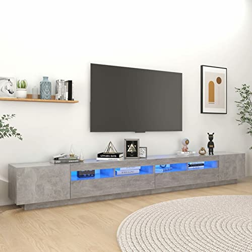 Festnight Mobile Porta TV, Mobile TV LED Soggiorno Moderno con Luci Grigio Cemento 300x35x40 cm