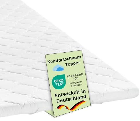 Bodyprotect Matratzentopper 160x200cm, 6 cm hoch, Matratze Komfortschaum | Mattress Topper, Matratzenauflage 160 x 200 cm, Höhe 6cm, Made in EU, OEKO-TEX, Waschbar bis 60 Grad