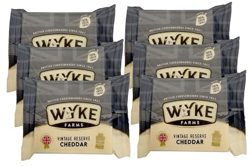 Food-United CHEDDAR-KÄSE Vintage Reserve 6x200g Stück von WYKE Farms extra vintage cheddar cheese 15 Monate gereift englischer Hartkäse perfekt zu Käseplatten Pasta Burgern Fondue