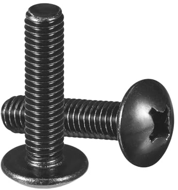 QUARKZMAN 20 Stück Phillips Rundkopfschrauben M6 x 25mm Linsenkopf Phillips Maschinenschrauben, Vollgewinde, 304 Edelstahl Kreuzschlitz Flachkopf Schrauben, Schwarzoxid-Finish