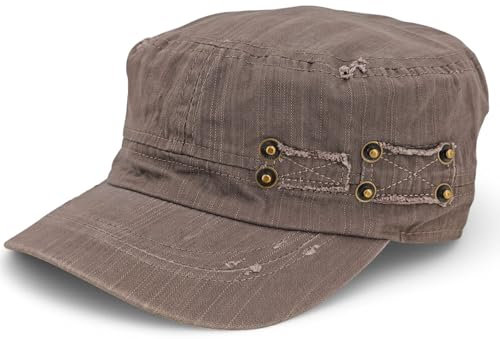 styleBREAKER Unisex Military Cap im Destroyed Vintage Look | verstellbares Army Cap aus Baumwolle | Used Look Schirmmütze für Herren und Damen, Farbe:Taupe