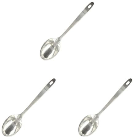 Fackelmann 40693 Cuillère à servir, louche plate, cuillère de cuisine, ustensile de cuisine, cuillère à soupe, Acier inoxydable, Argent, 31,5 x 7 cm (Lot de 3)