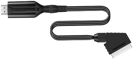 KICHOUSE Convertisseur Scart Vers Vidéo 1 Mètre, Adaptateur Audio-vidéo 1080p, Câble Péritel Direct Pour Tv Vhs Dvd, Plug and Play, Signal Standard 480i/576i, Usage Domestique