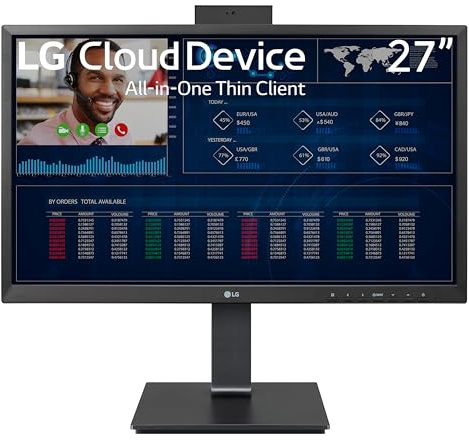 LG Cloud Device Thin Client AIO Monitor 27CQ650N, 27 inch Full HD IPS, 5ms, All-in-One Non OS, VDI Support, WIFI, Bluetooth, Fanless design, Built-in speakers, Pop-up Webcam