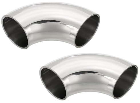 PATIKIL 2 Stück 90 Grad Edelstahl Rohrbogen, 67mm Außen Auspuffbogen, Edelstahl-Winkelrohr Für Abgasrohr Treppengeländer HVAC