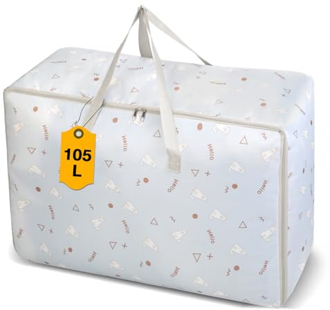 Romon Bolsas Almacenaje Ropa, 1 Pieza Bolsas de Mudanza 105L Guardar Ropa Cajas Almacenamiento Plegable Extra Grande con Cremalleras y Asas Resistentes, Bags de Lavandería para Guardar Ropa Embalar