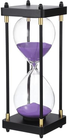 PATIKIL Large Decorative Sand Timer, 30 Minutes Wood Hour Glass Timer Modern Wooden Hour Glass for Cooking Game Office Classroom Kitchen Home, Purple(Style 1)