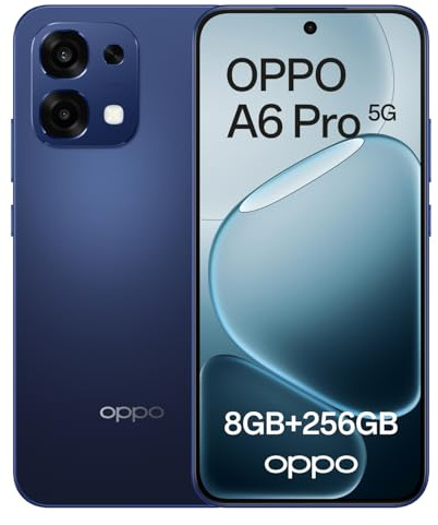 OPPO A6 Pro 5G 8+256GB, KI-Android-Smartphone (freigeschaltet), 6,57-Zoll 120Hz AMOLED-Display, 50+16-MP-KI-Kamera, 6500-mAh-Akku, IP69, Stellar Black (inkl. 80-W-SUPERVOOC-Ladegerät & Kopfhörer)