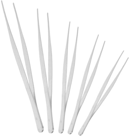 HOODANCOS Pinces à Épiler Métal 5 Pièces, Pinces à Tasses pour Thé, Différentes Tailles Portables, Accessoires Jardinage Cuisine, Usage Domestique et Professionnel