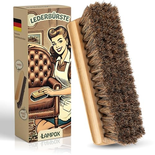 lampox - Lederbürste, Pflegebürste zur sanften Reinigung von empfindlichen Oberflächen, Pflege und Politur von Lederwaren wie Schuhen, Taschen, Möbeln, Autositzen, Sofas (Lederbürste)