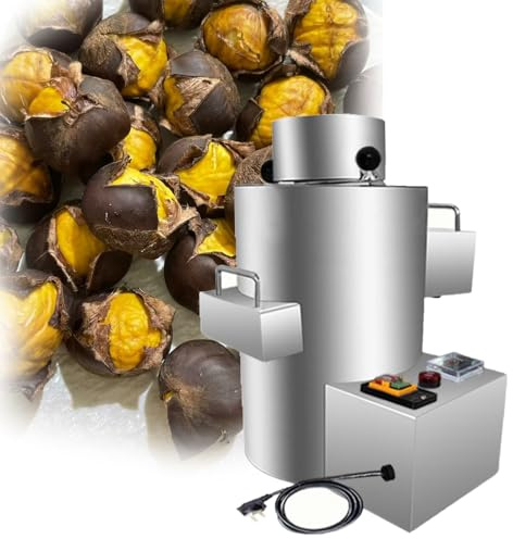 Pelador de castañas eléctrico Profesional, pelador automático de castañas, sin dañar Las castañas, 220 V y 8 Cuchillas, Temporizador y Timbre,Alta eficiencia y fácil